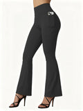 Leggings de Yoga Acampanados de Tiro Alto para Mujer, con Bolsillos, Efecto Push Up, Pierna Ancha, Mallas de Correr Tallas Grandes, Pantalones de Gimnasio