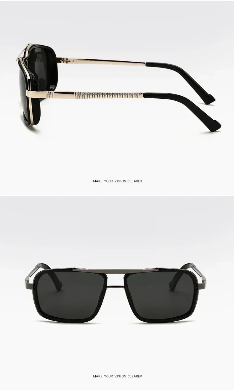 Nuevas Gafas de Sol Punk Gafas de Sol Cuadradas de Hombre Uv400 Gafas de Aviador de Doble Puente