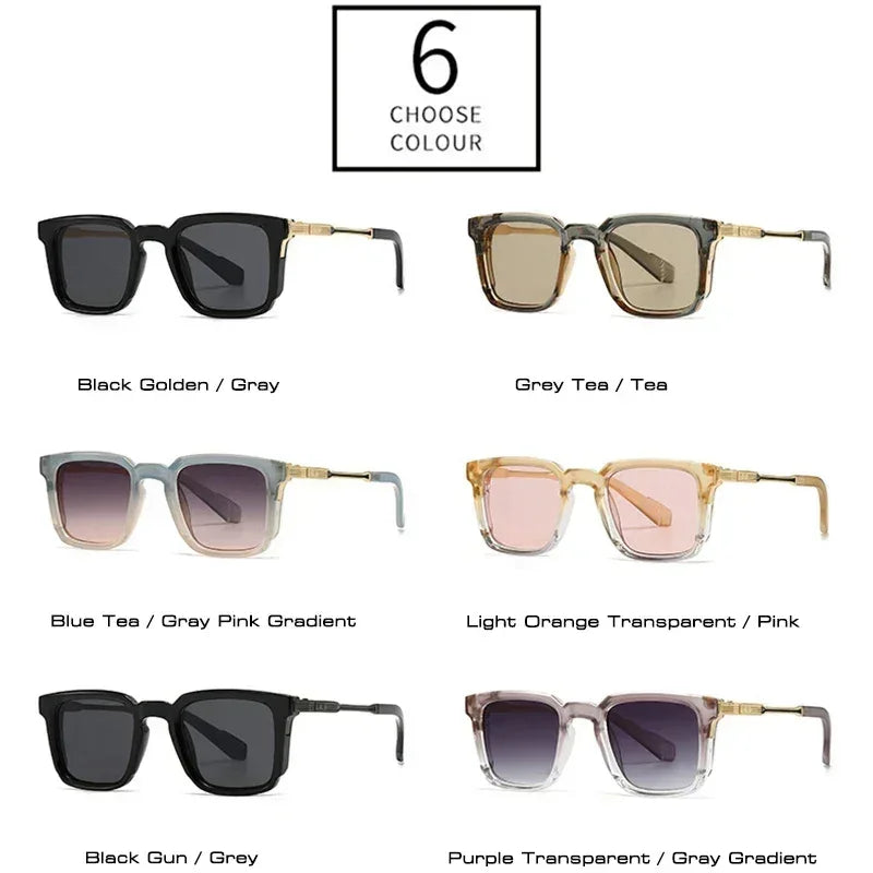 SHAUNA Gafas de sol de lujo cuadradas nuevas para mujer, remaches retro, lentes de sol degradadas para hombre, UV400