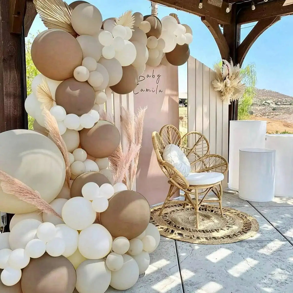 Kit de arco de guirnalda de globos blancos arena para decoración de fiesta de cumpleaños, baby shower, globos de látex para fiesta de boda y cumpleaños
