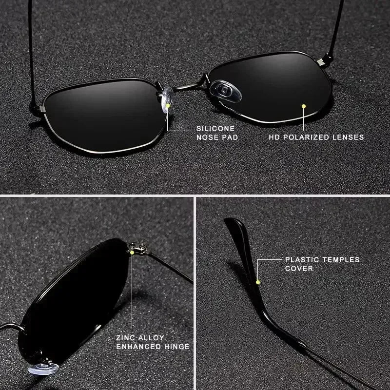 Gafas de sol KINGSEVEN a la moda para mujer, poligonales, polarizadas UV400, protección solar, montura redonda delgada, gafas de lujo informales para conducir