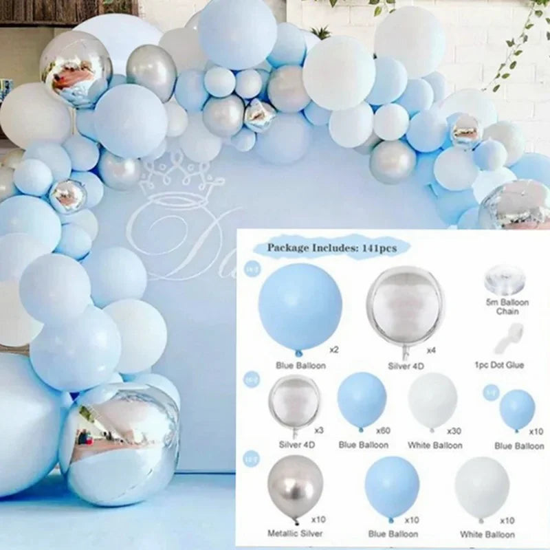 Blue Balloons Garland Arch Kit Birthday Party Decoration Kids Boy Wedding Birthday Party Supplies Baby Shower Decor Latex Ballon