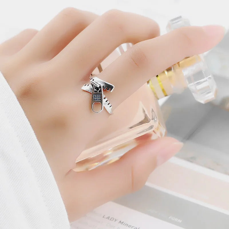 925 Sterling Silver Geometry Zipper Engagement Rings For Women Ladies Luxury Designer Jewelry Accessories Jewellery