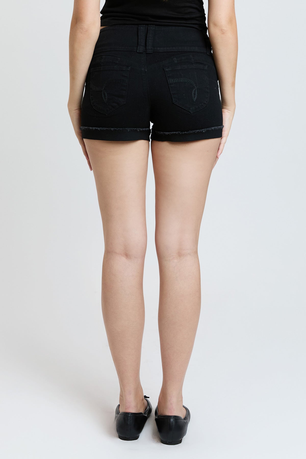 Pantalones cortos de mezclilla con puños de 3 botones WannaBettaButt para mujer