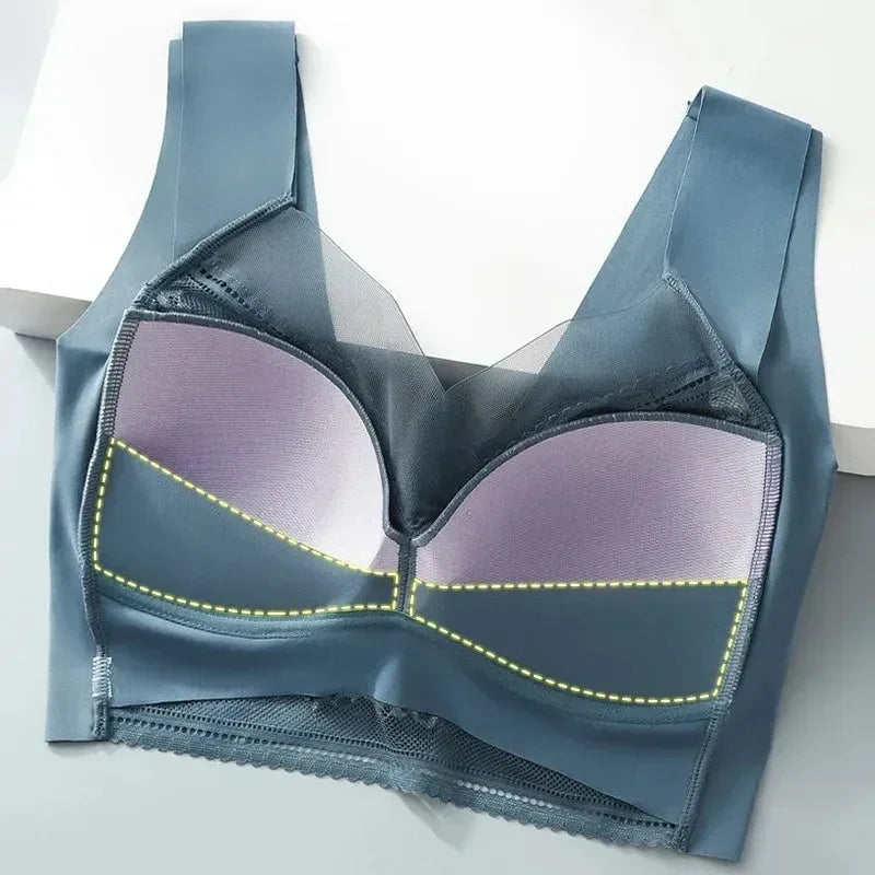 FallSweet sujetador de encaje sin costuras de 3 piezas para mujer, sujetador push up de seda helada sin aros, bralette, brassiere, lencería femenina, ropa interior