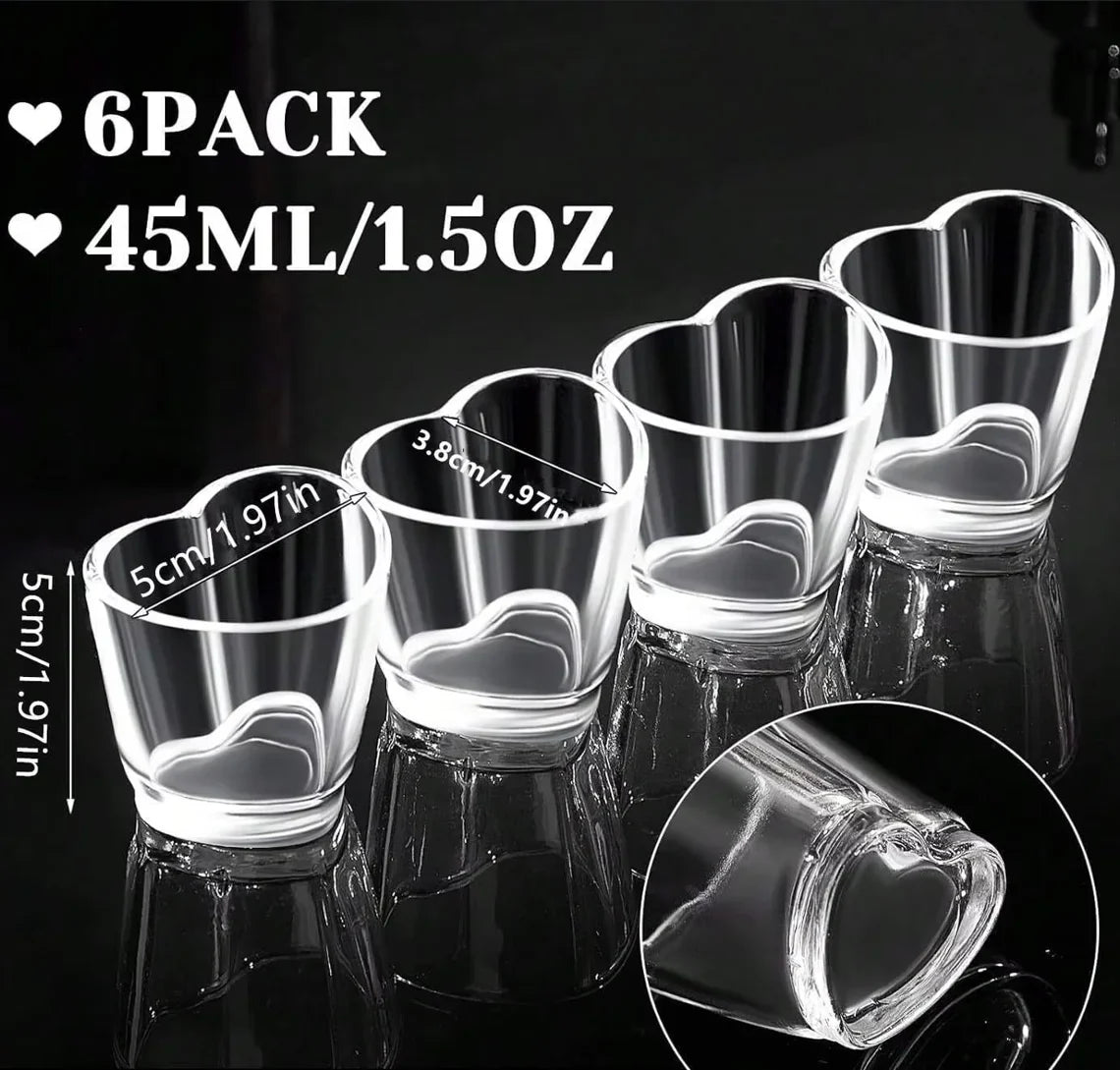6Pcs Heart Shaped Shot Acrylic Material Set Mini Shot Glasses Tequila Heart Cup For Whiskey Party