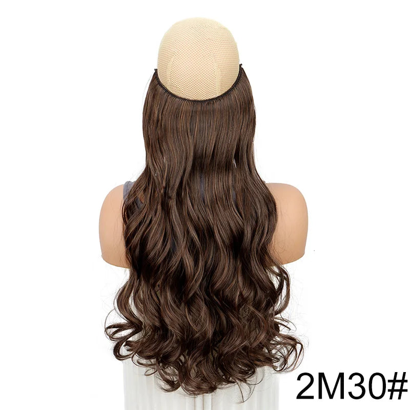20 Inch Curly Fish Line Hair Extension | One Piece No Clip Synthetic Hair Piece