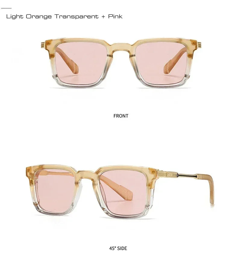SHAUNA Gafas de sol de lujo cuadradas nuevas para mujer, remaches retro, lentes de sol degradadas para hombre, UV400