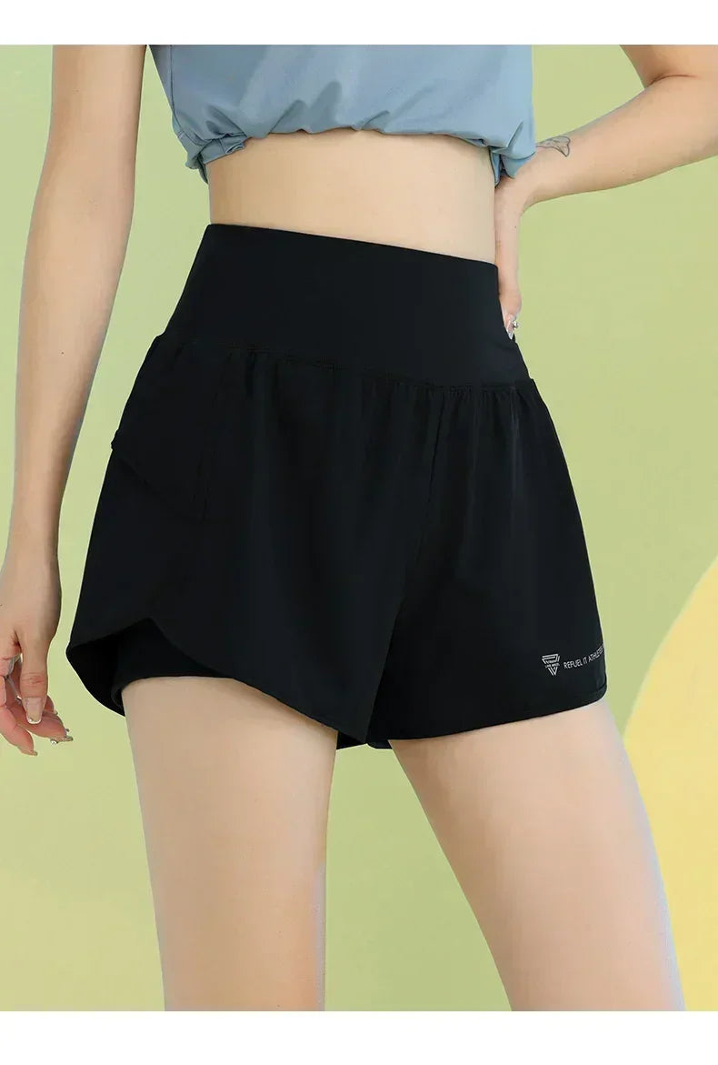 Pantalones cortos de yoga PHIGEER para mujer, ligeros, para gimnasio, ciclismo, entrenamiento, con bolsillo, transpirables, para correr, ropa deportiva