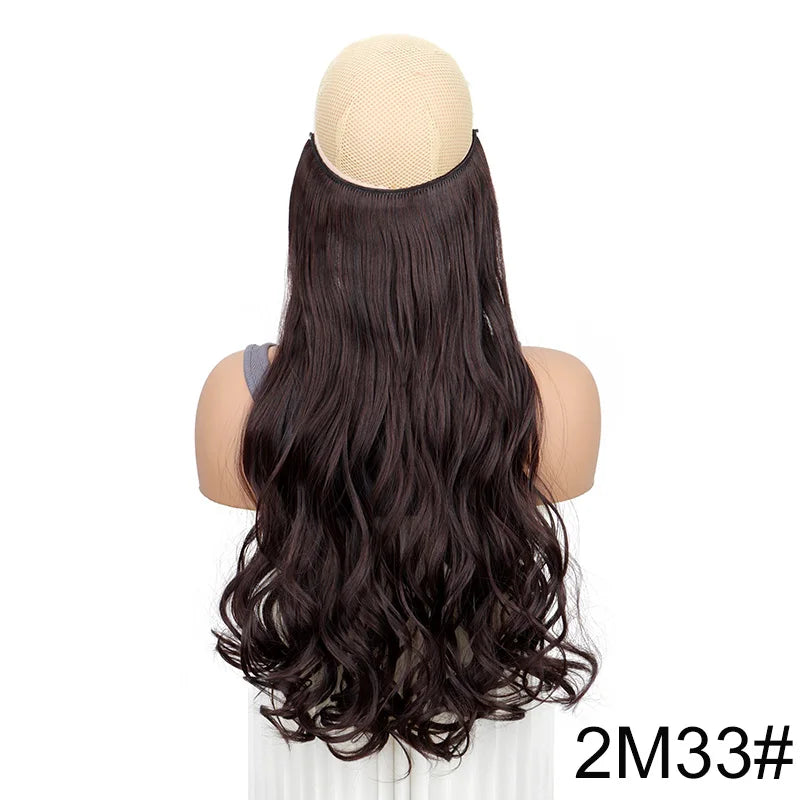 20 Inch Curly Fish Line Hair Extension | One Piece No Clip Synthetic Hair Piece