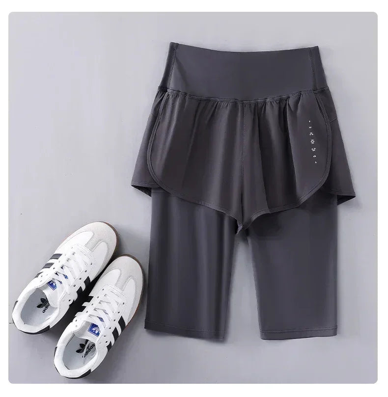 DRUR Pantalones Cortos de Yoga para Mujer, Verano, Deportivos, de Cinco Cuartos, Cintura Elástica, para Correr, Entrenamiento, Leggings Cortos para Mujer, Pantalones Cortos Deportivos
