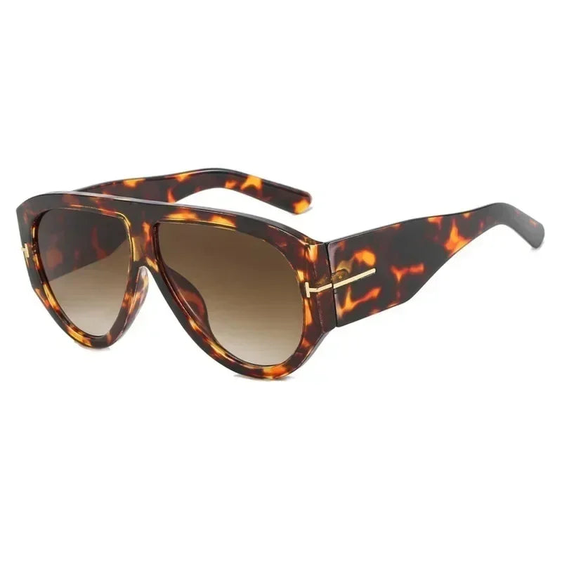 2024 Nuevas gafas de sol piloto de montura grande color marrón para mujer y hombre, marca T, para exteriores, gafas de sol para mujer, regalo Oculos De Sol