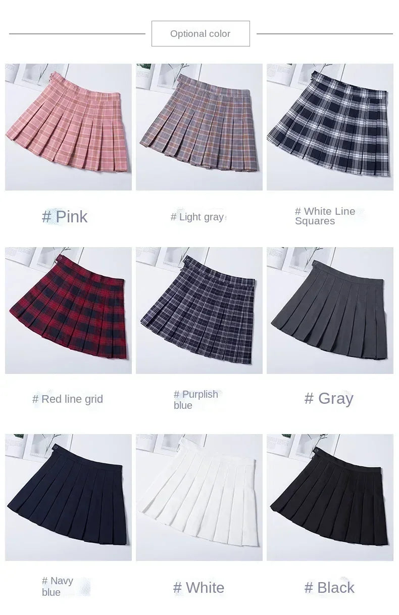 Falda corta de mujer sin pantalones cortos estilo coreano Ropa negra Harajuku a cuadros Falda corta de mujer minifaldas plisadas para niñas