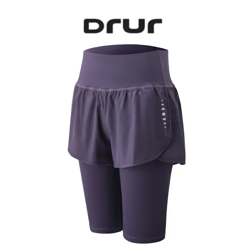 DRUR Pantalones Cortos de Yoga para Mujer, Verano, Deportivos, de Cinco Cuartos, Cintura Elástica, para Correr, Entrenamiento, Leggings Cortos para Mujer, Pantalones Cortos Deportivos