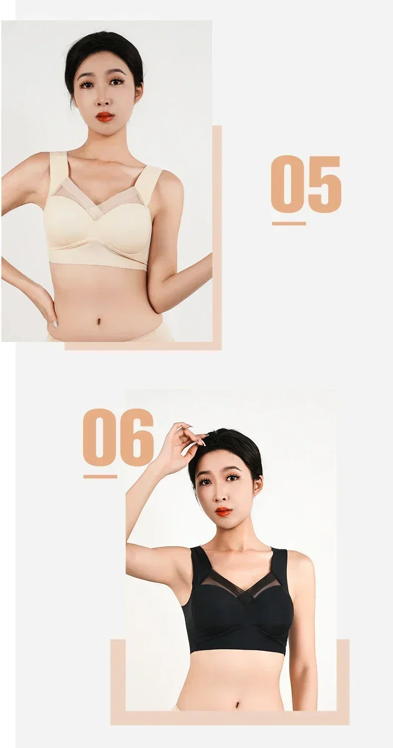 Sujetador Push Up de tirantes para mujer, sin costuras, con relleno, top informal de talla grande, sujetadores de mujer suaves sin aros, XL-6XL, ropa interior de seda helada