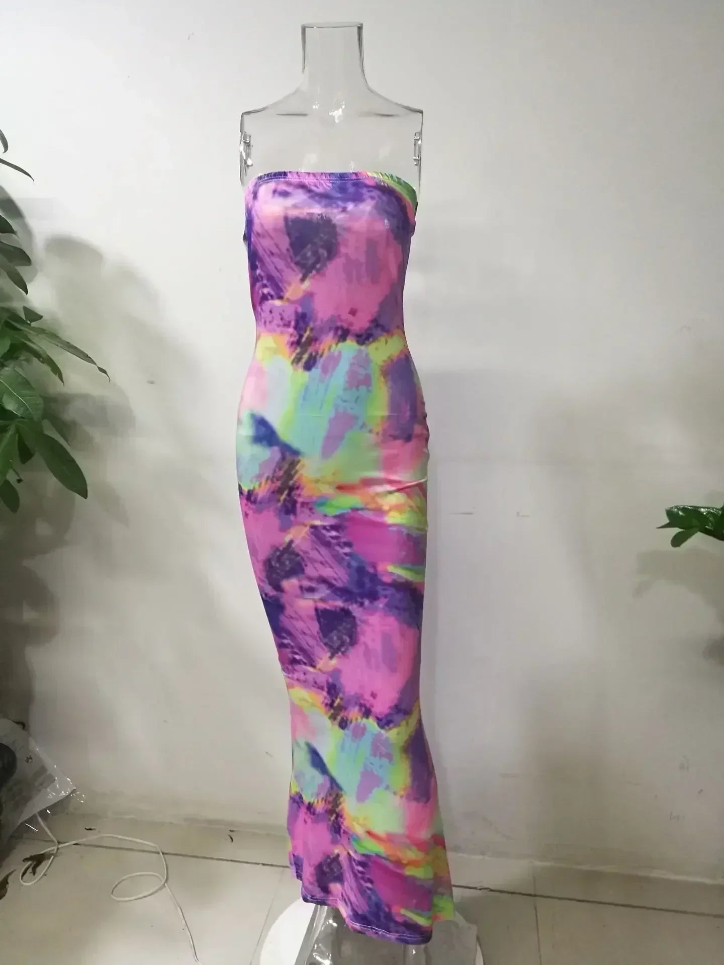 Vestidos de primavera y verano para mujer, con estampado de pecho, sin hombros, vendaje, ajustado, sexy, vestido largo, nueva moda 2023, fiesta, MsChuh