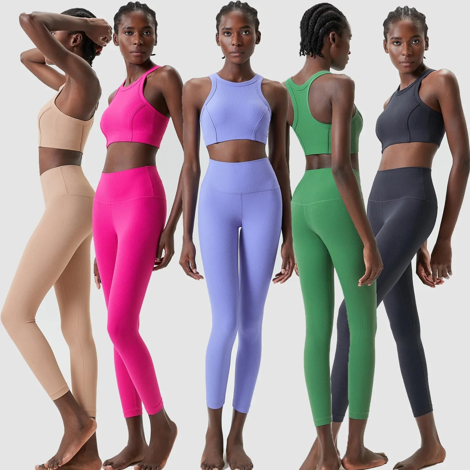 Yoga Set 2 Pieces Women's High Waisted Leggings Sports Vest Exercise Clothing Workout Outfits Fitness Sportswear Gym Tracksuit