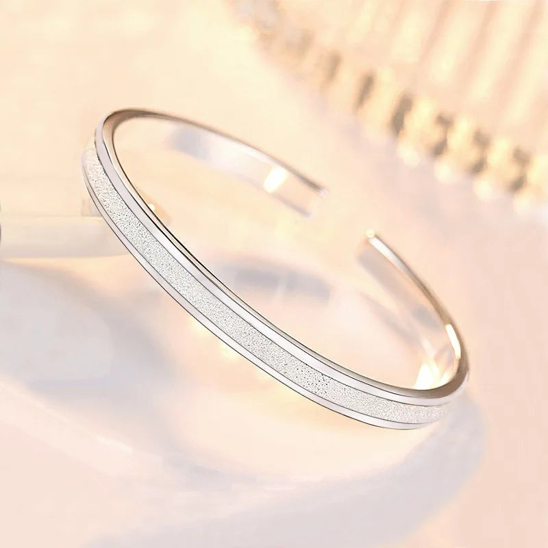 Wholesale Fine 925 Sterling Silver Bangles Bracelet Charms Heart Open for Women Lady Jewelry Adjustment Cuff Wedding Gift