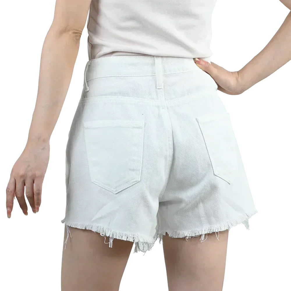 3 shorts vaqueros de mujer de cintura alta 2025 de verano, pantalones cortos negros, azules y blancos, pantalones vaqueros rotos para mujer, pantalones cortos, ropa de calle