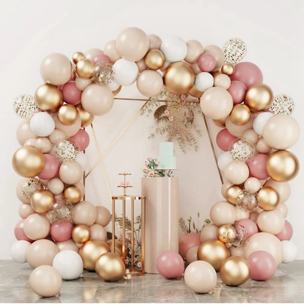 Kit de arco de guirnalda de globos de macaron pastel rosa retro para decoración de fiesta de cumpleaños de boda, cadena de globos de oro rosa para baby shower de niñas