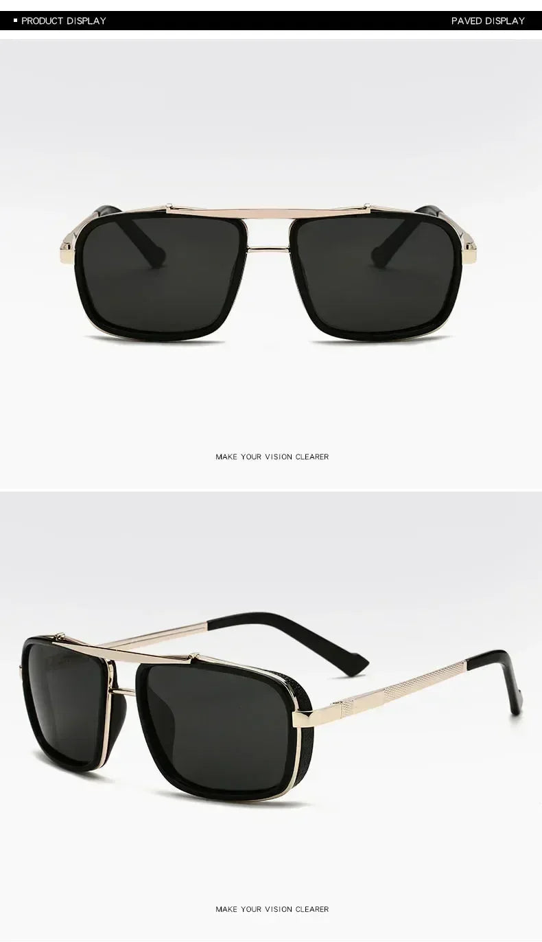 Nuevas Gafas de Sol Punk Gafas de Sol Cuadradas de Hombre Uv400 Gafas de Aviador de Doble Puente