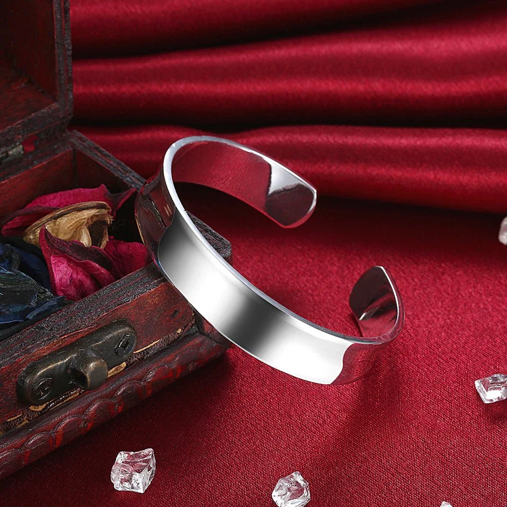 Wholesale Fine 925 Sterling Silver Bangles Bracelet Charms Heart Open for Women Lady Jewelry Adjustment Cuff Wedding Gift