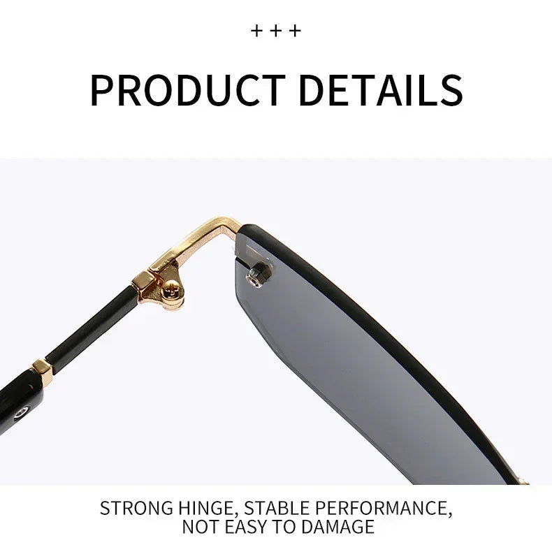 Gafas de sol sin montura rectangulares, a la moda, populares para mujeres y hombres, tonos pequeños cuadrados, gafas de sol para mujer y hombre, para viajes de verano
