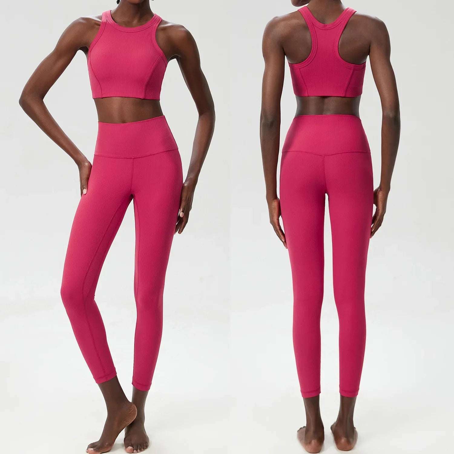 Conjunto de Yoga de 2 Piezas, Leggings de Cintura Alta para Mujer, Chaleco Deportivo, Ropa de Ejercicio, Conjuntos de Entrenamiento, Ropa Deportiva, Chándal de Gimnasio