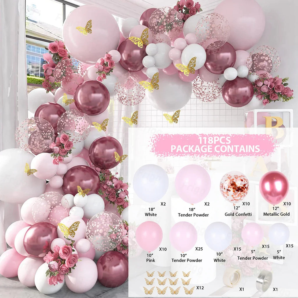 Kit de arco de guirnalda de globos de mariposa morada, globos de látex para fiesta de cumpleaños, decoración para niños, adultos, bodas, baby shower