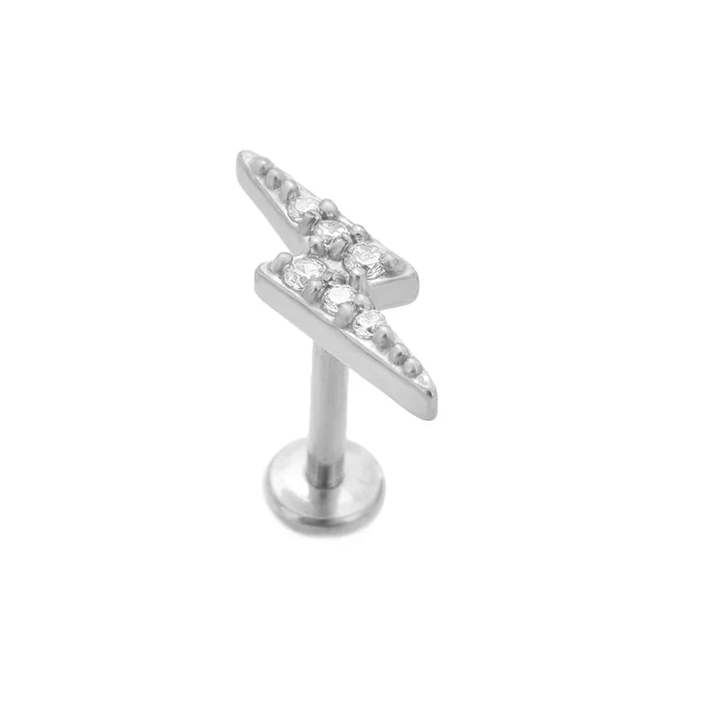 Lightning Internal Thread Labret Piercing Crown Bee Flowers Cartilage Earring Tragus Conch 316L Stainlesss Steel Body Jewelry