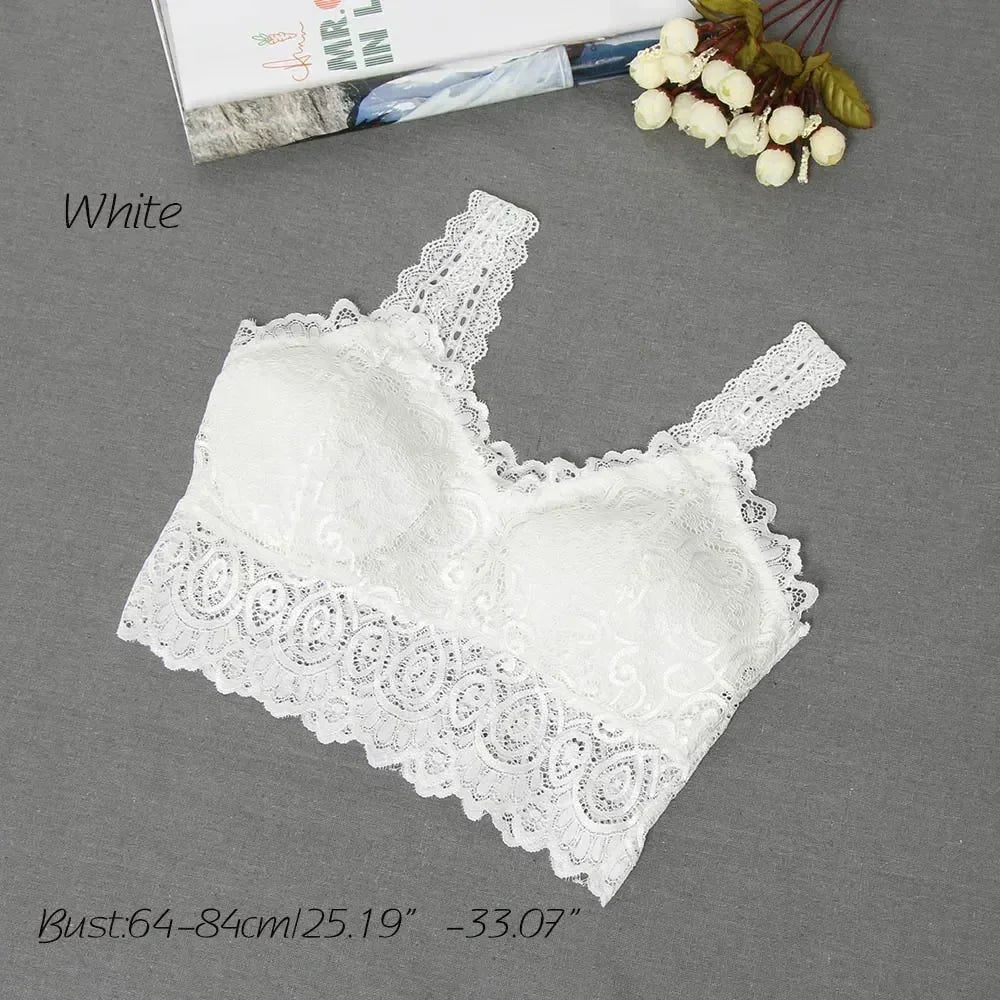 Nuevas camisetas sin mangas sexys de encaje floral en blanco y negro para mujer, con sujetador acolchado de ganchillo, camisetas de algodón con cuello en V, chaleco informal de encaje de ganchillo