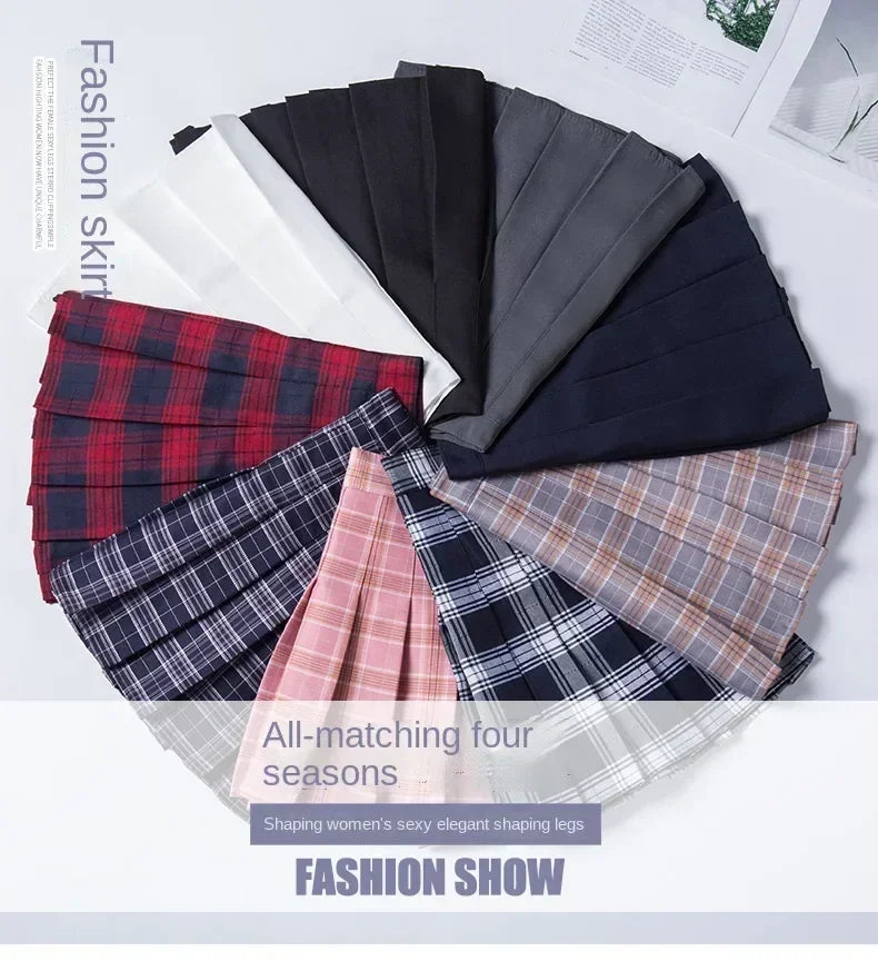 Falda corta de mujer sin pantalones cortos estilo coreano Ropa negra Harajuku a cuadros Falda corta de mujer minifaldas plisadas para niñas