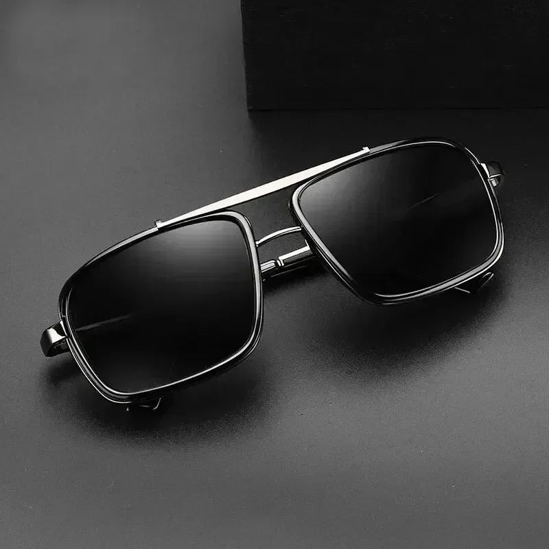 Nuevas Gafas de Sol Punk Gafas de Sol Cuadradas de Hombre Uv400 Gafas de Aviador de Doble Puente