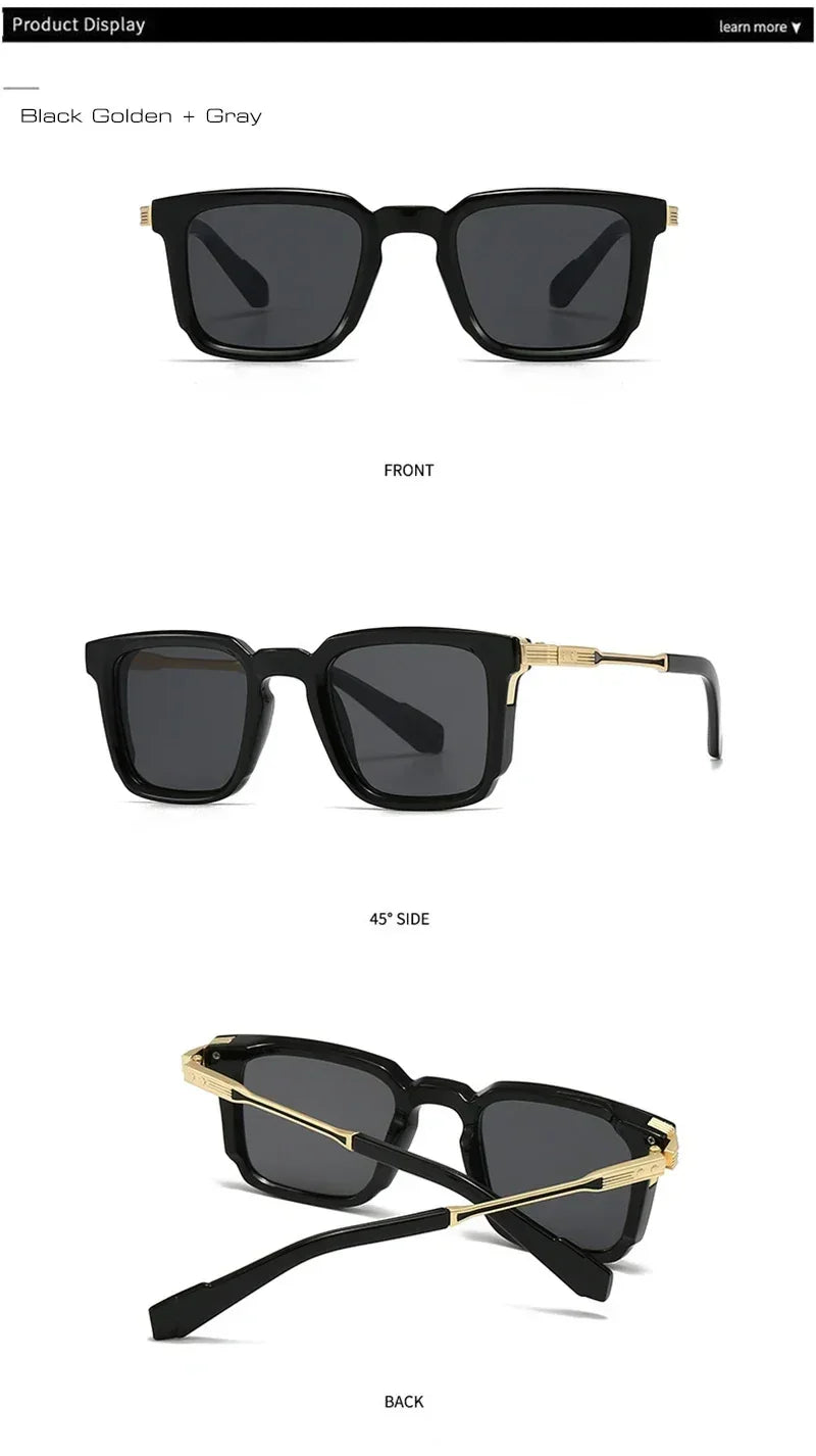 SHAUNA Gafas de sol de lujo cuadradas nuevas para mujer, remaches retro, lentes de sol degradadas para hombre, UV400