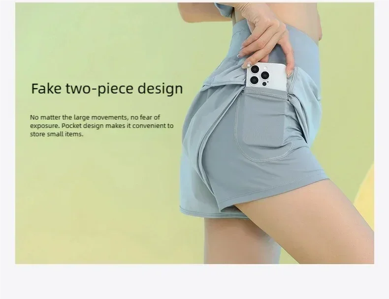 Pantalones cortos de yoga PHIGEER para mujer, ligeros, para gimnasio, ciclismo, entrenamiento, con bolsillo, transpirables, para correr, ropa deportiva