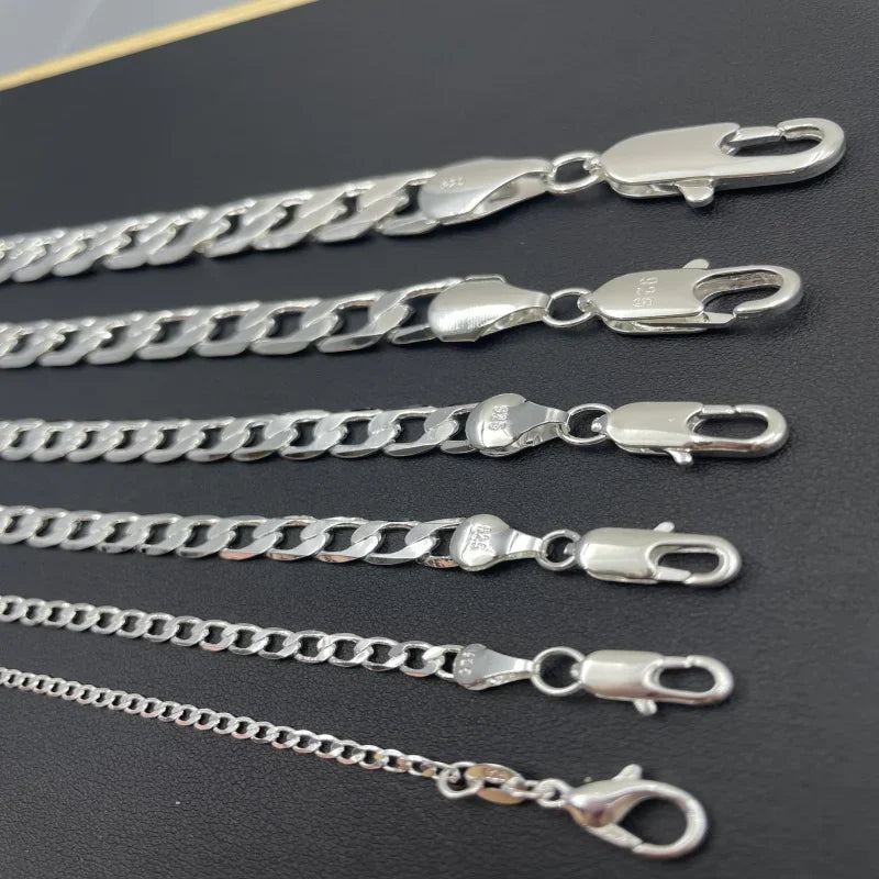 Collar de Plata Esterlina 925 para Hombre 2/4/6/8/10/12MM 40-75cm Cadena Rostro Collar Cierre de Langosta Joyería de Compromiso Regalos para Hombres y Mujeres