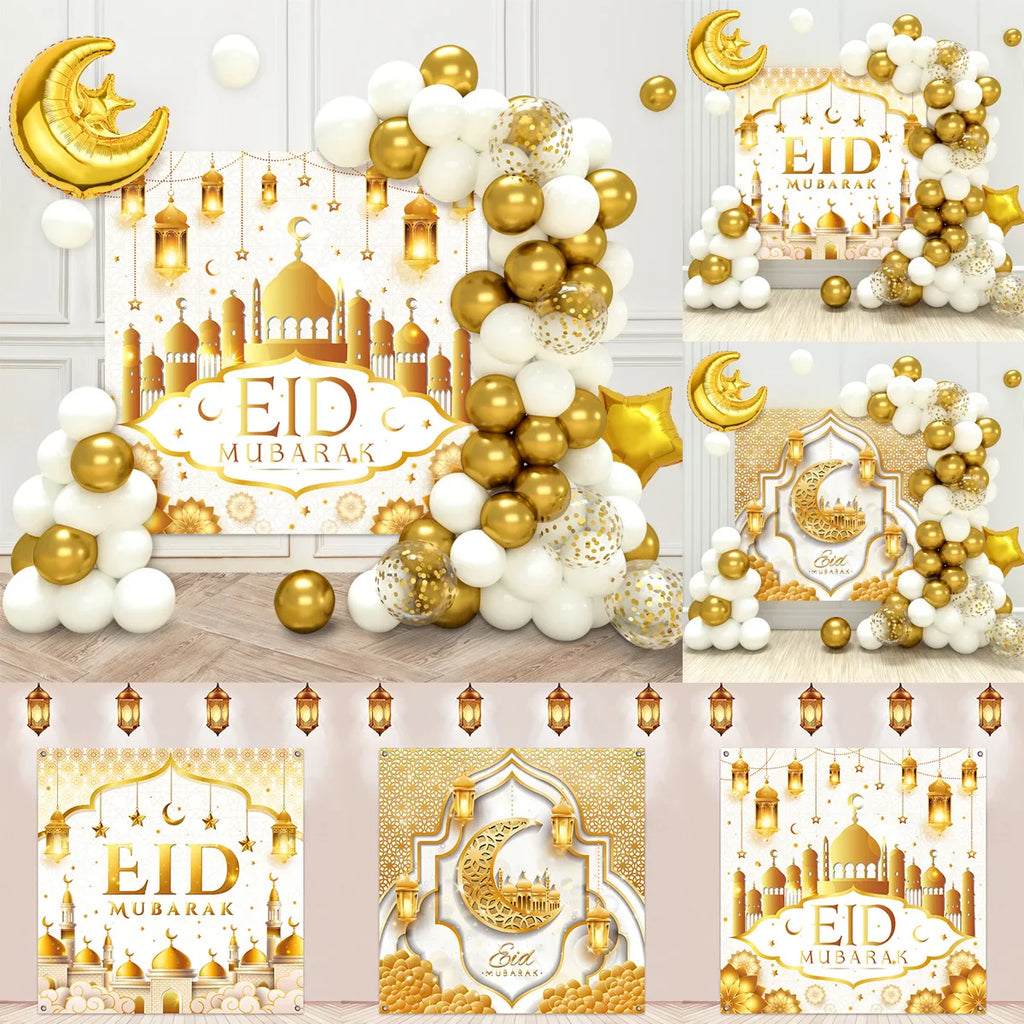 Eid Mubarak Background Balloon Set Ramadan Kareem Decoration Ramadan Mubarak Muslim Islamic Festival Party Supplies 2025