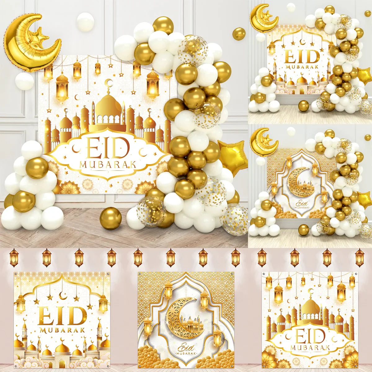 Eid Mubarak Background Balloon Set Ramadan Kareem Decoration Ramadan Mubarak Muslim Islamic Festival Party Supplies 2025