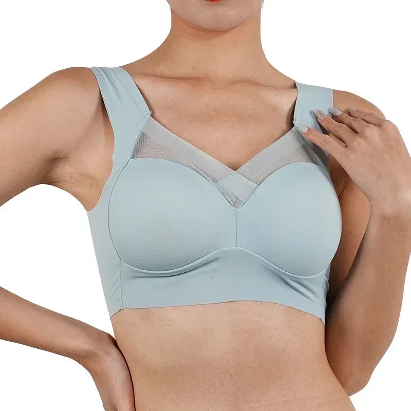 Sujetador Push Up de tirantes para mujer, sin costuras, con relleno, top informal de talla grande, sujetadores de mujer suaves sin aros, XL-6XL, ropa interior de seda helada