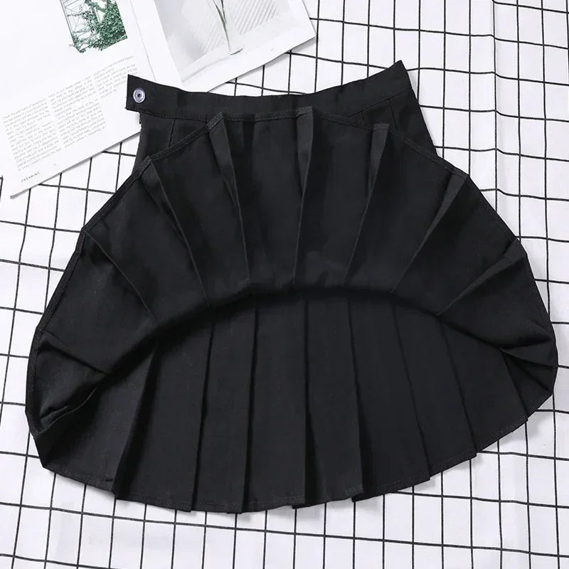 Falda corta de mujer sin pantalones cortos estilo coreano Ropa negra Harajuku a cuadros Falda corta de mujer minifaldas plisadas para niñas
