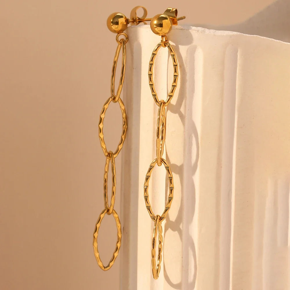 Pendientes de Acero Inoxidable Personalidad Círculo Irregular Largos Moda Sencillez Pendientes Colgantes de Lujo para Mujer Joyería