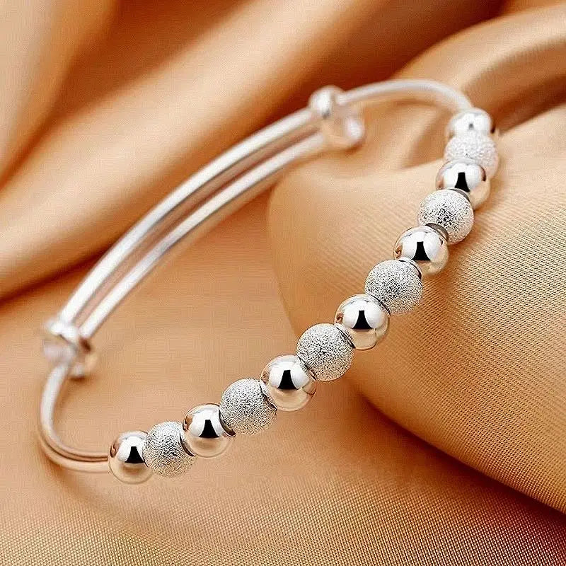 Wholesale Fine 925 Sterling Silver Bangles Bracelet Charms Heart Open for Women Lady Jewelry Adjustment Cuff Wedding Gift