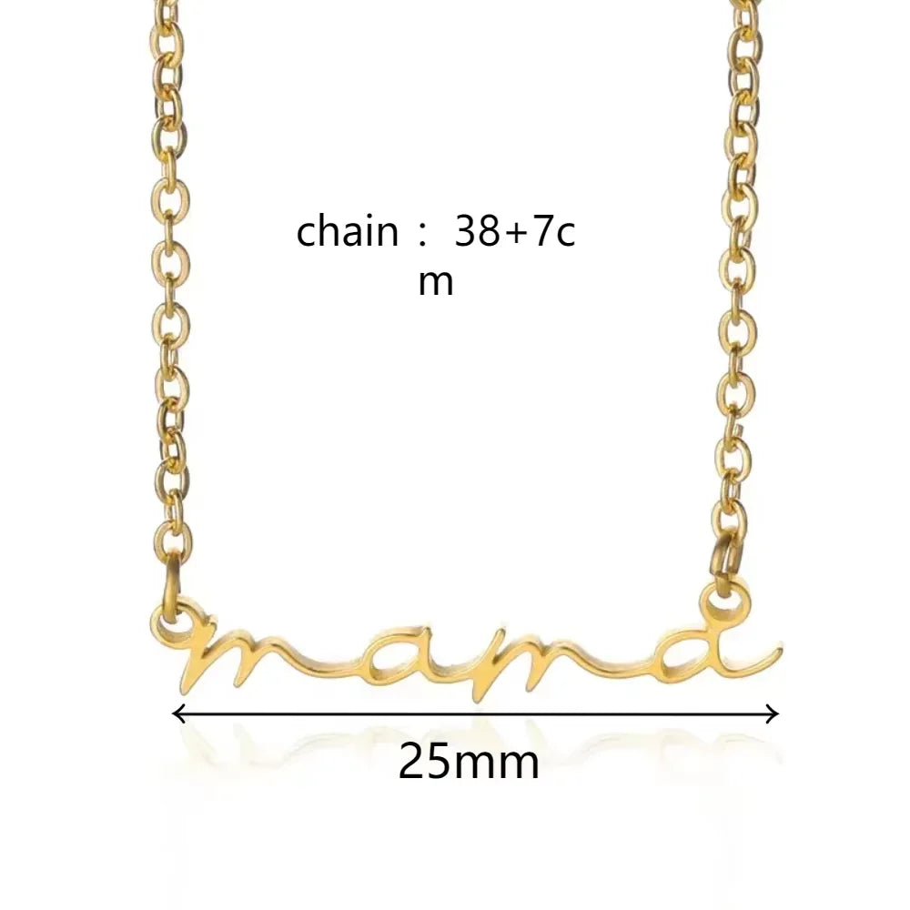 Gargantilla delicada "Mama" en color dorado de acero inoxidable, impermeable, con letras "Mama", colgante, joyería de regalo para mamá y esposa