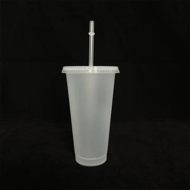 710ml Color Changing Straw Mug | Insulated Reusable Plastic Cup with Lid