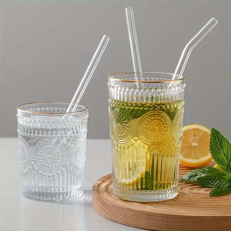 Juego de 5 Pajitas de Cristal Resistente al Calor con Cepillo de Limpieza | Pajitas Reutilizables para Batidos, Té y Café