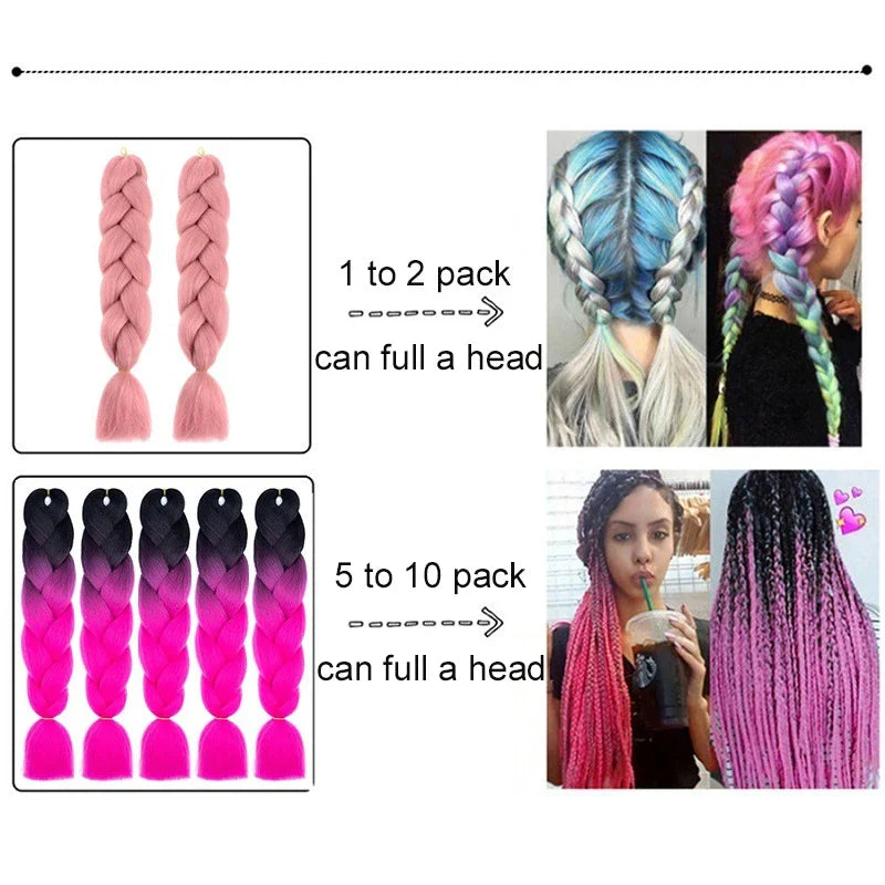 Extensiones de Cabello Jumbo para Trenzas de 24 Pulgadas | Dreadlocks Sintéticas Lacias Yaki