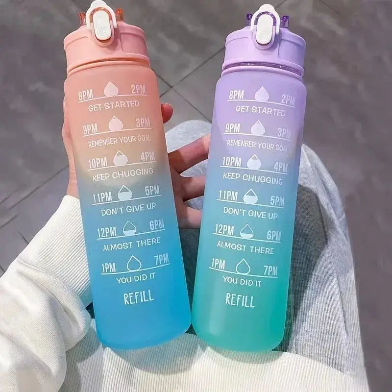 WRELS 900ml Sports Water Bottle with Time-Tracking Straw | Leak Proof Hydration Companion
