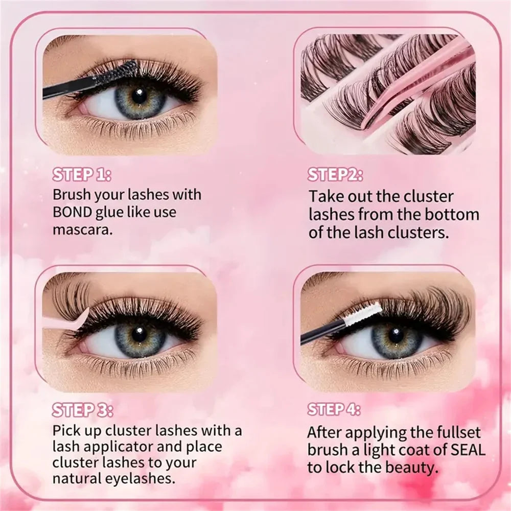 200-Piece Single Cluster False Eyelash Set | Faux Mink Fluffy Natural Lashes