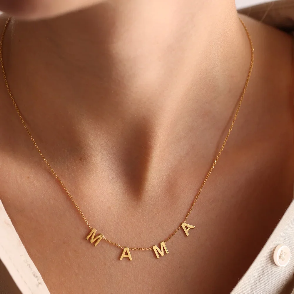 Gargantilla delicada "Mama" en color dorado de acero inoxidable, impermeable, con letras "Mama", colgante, joyería de regalo para mamá y esposa