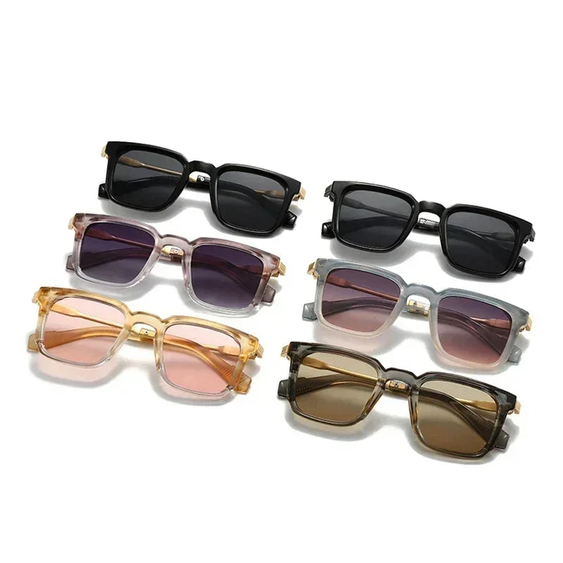 SHAUNA Gafas de sol de lujo cuadradas nuevas para mujer, remaches retro, lentes de sol degradadas para hombre, UV400